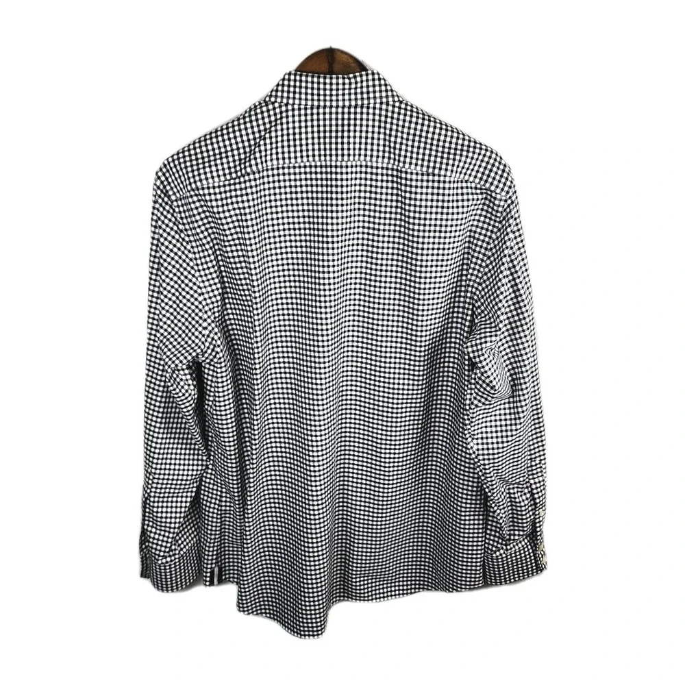 Banana Republic Button Down Shirt Mens XL‎ Black White Check Slim Fit Non Iron